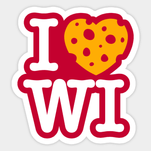 I Love Wisconsin - Madison Red Background Sticker